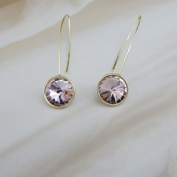 Radiant Solitaire Crystal Danglers in Lavender Stone with Gold Finish – Royal Reflection DS
