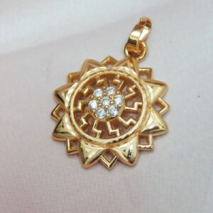 Solar Bloom Gold-Plated Pendant with Crystal Accents – Royal Reflection DS