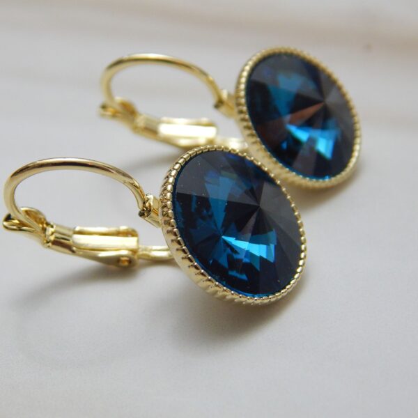 Sunburst Round Drop Earrings in Blue with Gold Plating – Royal Reflection DS