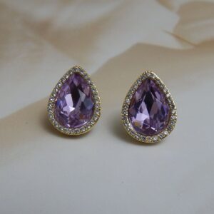 Purple Variant: Elegant Purple Teardrop Crystal Tops with Sparkling Stone Border – Royal Reflection DS