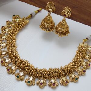Temple Bloom Gold Necklace Set – Classic Variant – Royal Reflection DS
