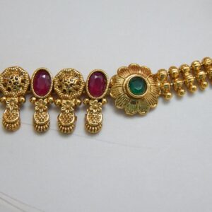 Close-up of Triangular Drop Pendant with Multicolor Beads – Royal Reflection DS