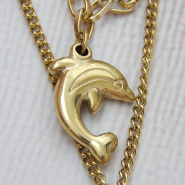 Tropical Dream Gold Necklace with Dolphin and Palm Tree Pendant – Royal Reflection DS