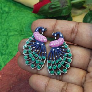 Artistic Peacock Feather Earrings for Festive and Casual Wear – Royal Reflection DS
