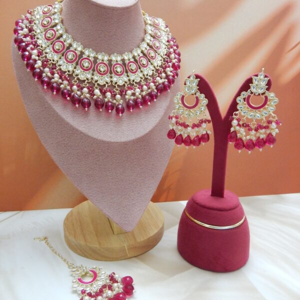 Anarkali Kundan Set-maroon