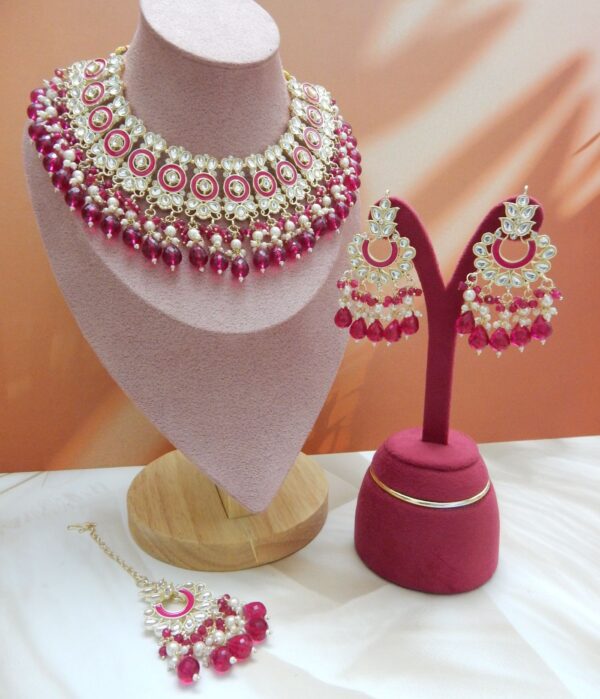Anarkali Kundan Set-maroon