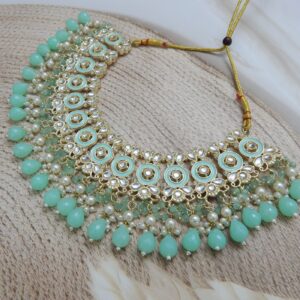 Anarkali Kundan Set-mint necklace
