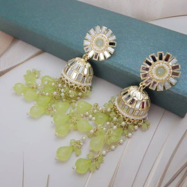 Darpan Jhumka Set light green