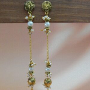 Elegant Pearl & Gold Toned Danglers-stand