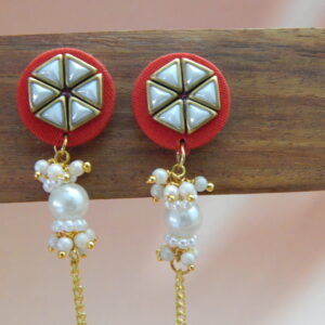 Festive Geometric Pearl & Dangler Earrings zoom