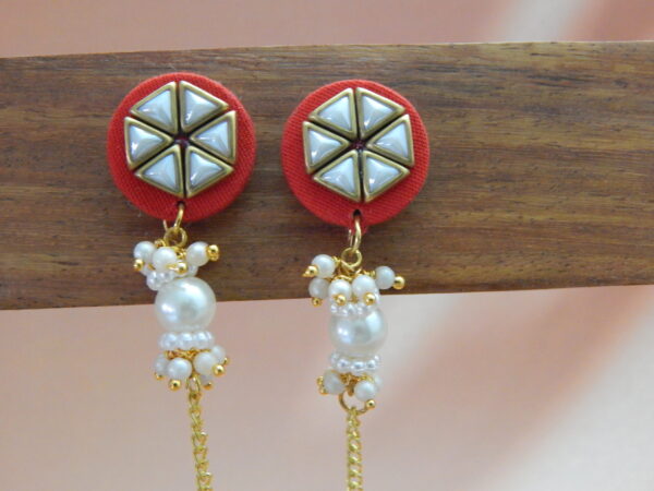 Festive Geometric Pearl & Dangler Earrings zoom