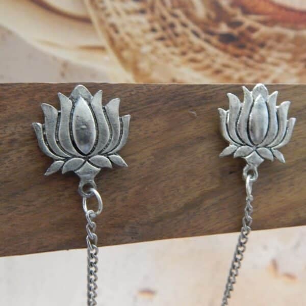 Navratri Yellow Jewellery - Royal Reflection DS Lotus Blossom Dangler Earrings zoom top - Royal Reflection DS
