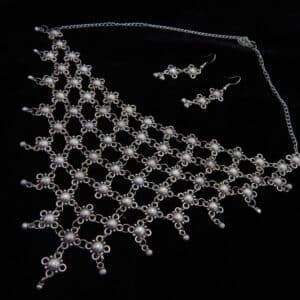 Oxidised silver mesh necklace set with matching earrings – Royal Reflection DS