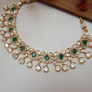 Tarang Kundan Set - green necklace