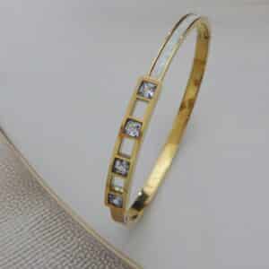 Gold kada with square-cut crystal stones – Samaira Square Stone Kada