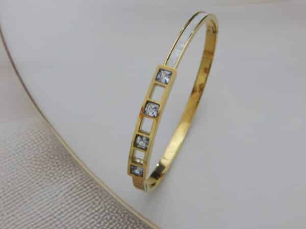 Gold kada with square-cut crystal stones – Samaira Square Stone Kada