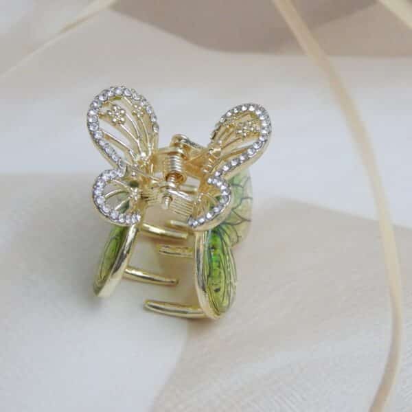 Green butterfly hair claw with sparkling stones – Royal Reflection Dazzling Studio.