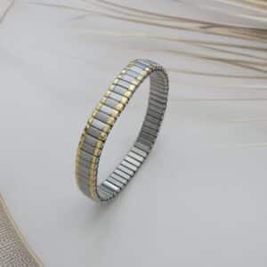 Flexible silver-gold anti-tarnish kada standing upright – Royal Reflection Dazzling Studio