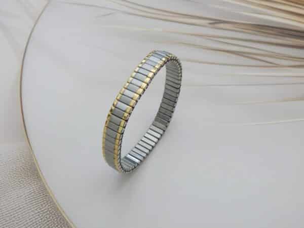 Flexible silver-gold anti-tarnish kada standing upright – Royal Reflection Dazzling Studio