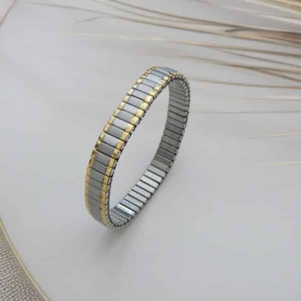 Flexible silver-gold anti-tarnish kada standing upright – Royal Reflection Dazzling Studio