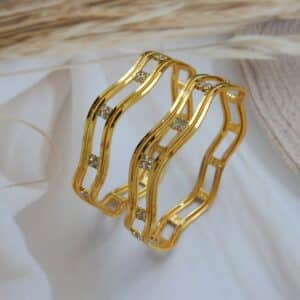 Zayana Wave CZ Bangle-left