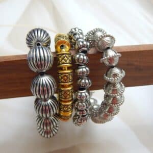 Dual Tone Oxidised Kada Bracelet Set-stand