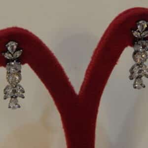 Victorian fringe necklace set with cascading American diamond stones and matching drop earrings