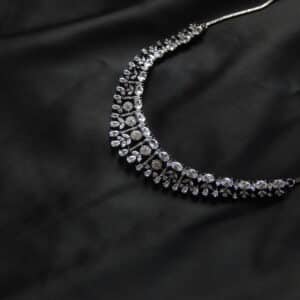 Victorian fringe necklace set with cascading American diamond stones and matching drop earrings